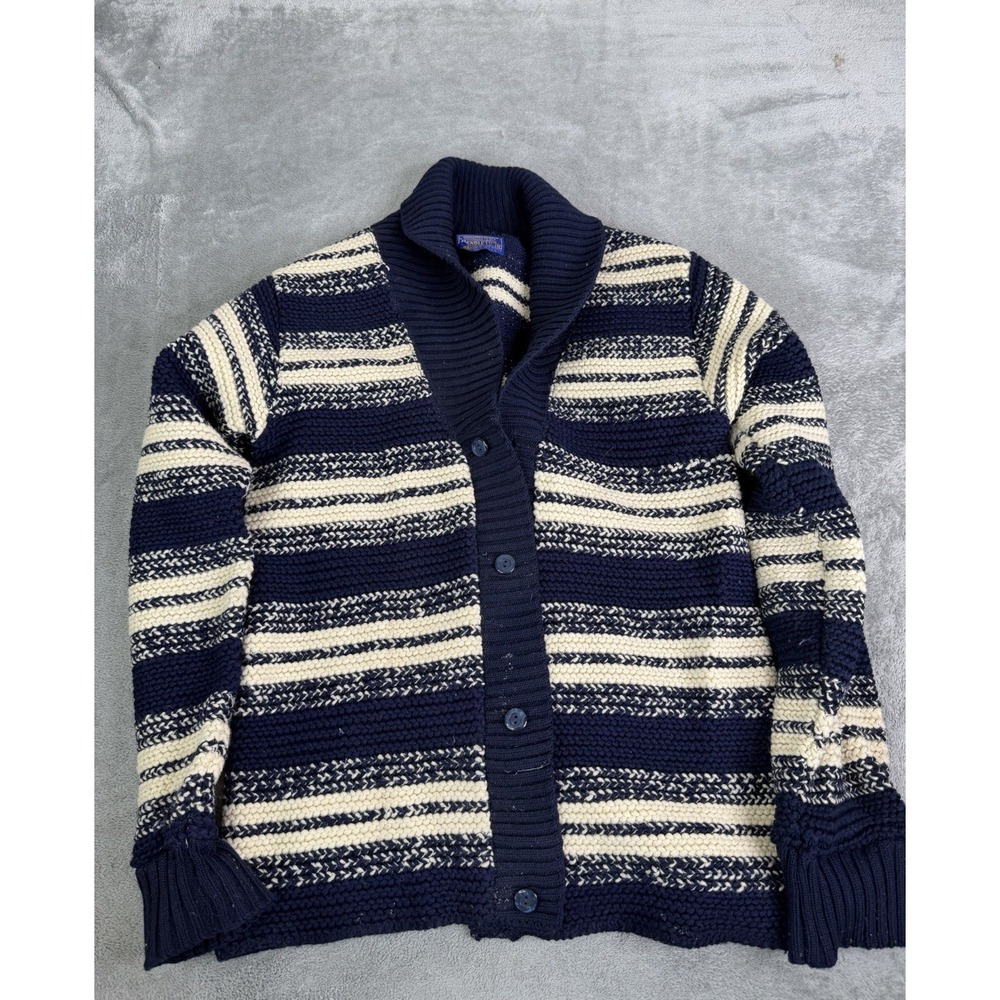 Vintage Pendleton Wool Cardigan Men's Size Medium Blue Heavyweight